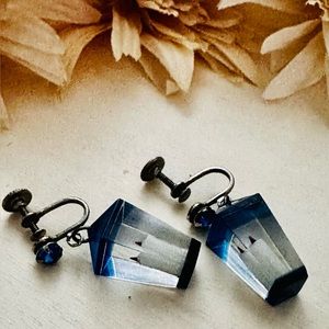 Blue lucite lantern earrings